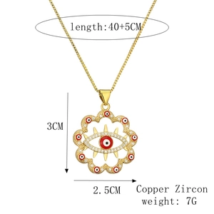Spécifications détaillées de taille pour le collier tournesol mauvais œil en cuivre doré