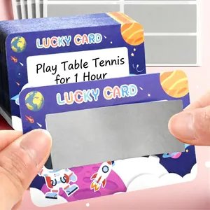 Space themed DIY scratch off lucky cards for kids featuring astronaut and rocket designs
