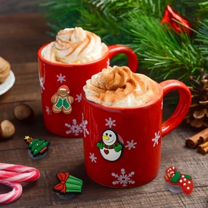 Detailed Christmas PVC soft rubber charms showing gingerbread man, tree and snowman