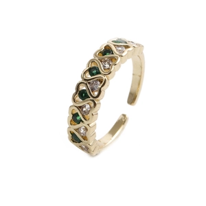 Heart Mom Love Open Adjustable Ring Copper Micro Inlaid Zircon Enamel Fashion Jewelry For Women