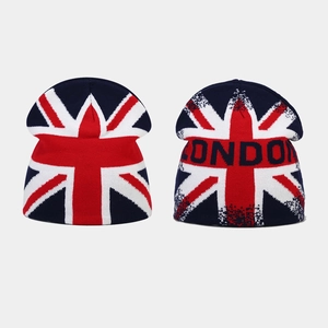 Knitted Beanie Hat Acrylic British Flag Union Jack London Pattern Warm Windproof Elastic Winter Cap Unisex