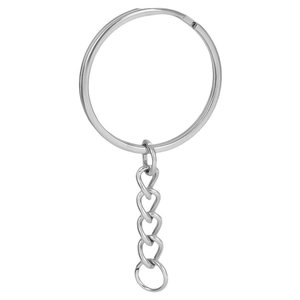Silver stainless steel key ring with short link chain for DIY keychain accessories