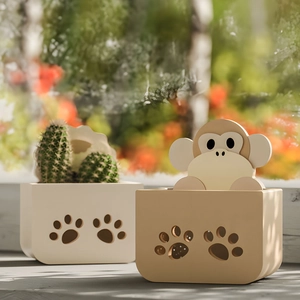 Cute monkey shaped animal storage box and hollow flower basket silicone mold for resin diy