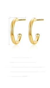Size specifications of S925 sterling silver C-shaped hoop earrings in 20x13mm dimensions