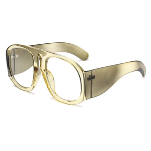 Oversized translucent amber fashion glasses with thick temples and retro frames