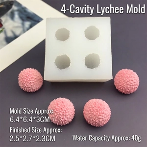 4-cavity lychee silicone mold with precise dimensions for DIY candle and soap making