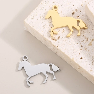 Pendentifs cheval minimalistes en acier inoxydable doré et argenté pour colliers DIY