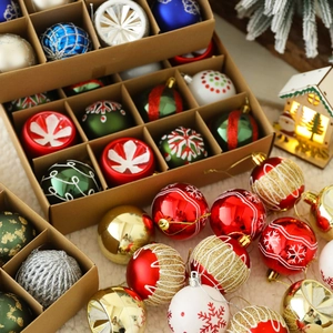6cm colorful Christmas ball ornaments set with diverse textures and festive designs