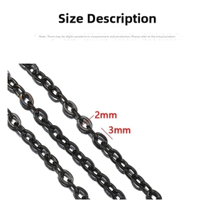 Detailed size view of black stainless steel O-chain with 2mm width and 3mm link length