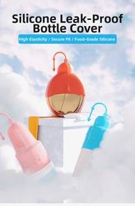 Detail of high-elasticity silicone leak-proof sleeves for travel bottles in multiple colors