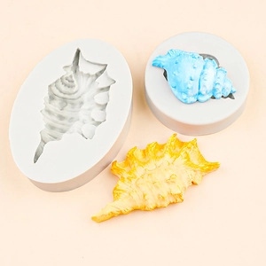 White silicone shell mold set for DIY ocean theme cake decorating and crafts