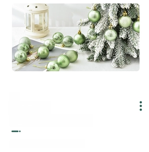 Detail of light green Christmas balls with matte, glossy and textured finishes for trees