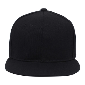 Klassische einfarbige schwarze Snapback-Mütze mit flachem Schirm und Twill-Baumwolltextur
