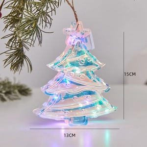 Christmas Hanging Ornaments Iridescent LED Light Up Holographic Plastic Festive Holiday Tree Decor Novelty