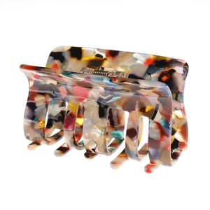 Rectangular colorful marble pattern hair claw clip in high-quality acetate material