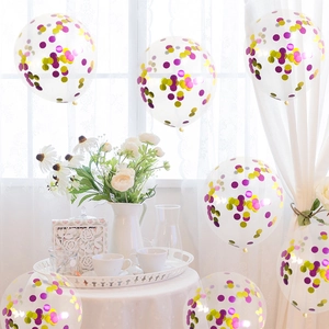12-inch clear balloons with purple and gold confetti for birthday party decorations
