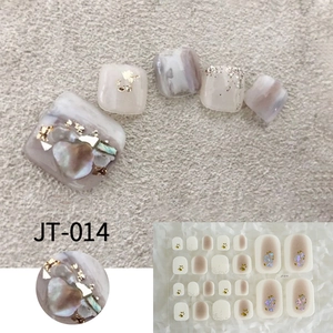 3D marble toenail stickers with gold foil and shell accents, model JT-014 for nail art