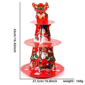 Alzatina natalizia a 3 livelli con Babbo Natale, altezza 43cm e base di 27,5cm