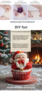 Detail showing flexible silicone mold for DIY Santa candles and its clear inner texture