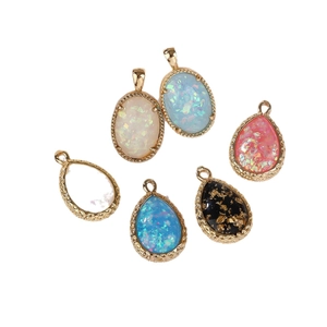 Gold-plated geometric opal teardrop jewelry pendants for DIY earrings and bracelet sets