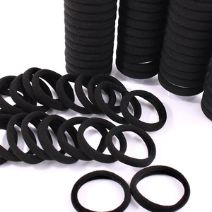 Bulk pack of high-elasticity black seamless hair ties and scrunchies for women styling