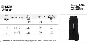 Tableau des tailles pour pantalon cargo d'été en dentelle avec mesures de taille