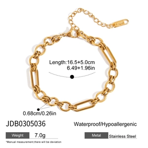 Vue détaillée de la chaîne en acier 18k avec longueur 16,5+5cm et largeur 0,68cm