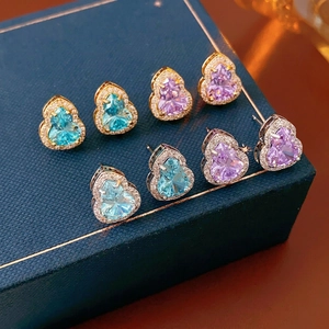 Elegant Gourd Stud Earrings With Silver Earring Post Copper Sparkly Zircon Wu Lou Jewelry For Women Versatile Fashion