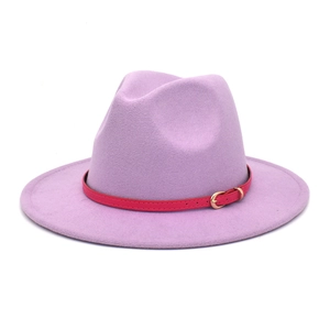 Fedora Hat Woolen Felt Wide Brim Jazz Cap With Contrast Belt Gold Buckle Outdoor Sunshade Vintage Style