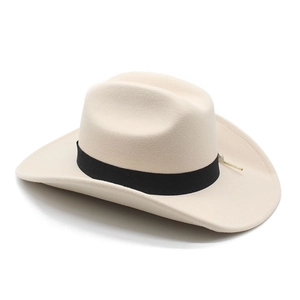Detail of vintage wool felt fedora hat featuring a decorative black band and small feather