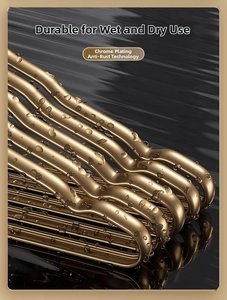 Detail of gold aluminum hangers with chrome-plated anti-rust coating for wet and dry use