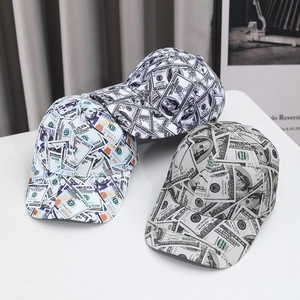 Trois casquettes de baseball stylées avec imprimé billet de 100 dollars pour le streetwear