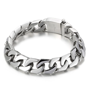 Cuban Link Bracelet 316L Stainless Steel Heavy Chain Punk Hip Hop Jewelry Men Unisex