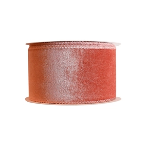 Deep orange velvet ribbon roll for Christmas tree decoration and festive party craft