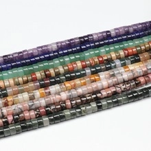 Flat round natural stone spacer beads in various colors for DIY jewelry making