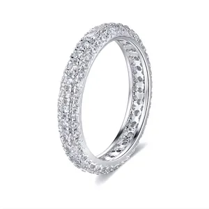 Eternity Ring 925 Sterling Silver Multi Row Pavé Setting Cubic Zirconia Minimalist Jewelry For Women