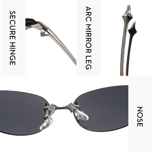 Detail view of silver metal hinges and comfortable silicone nose pads on star sunglasses