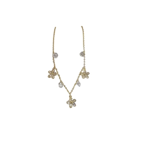 Elegant gold flower and round zircon pendant anklet shown on a clean white background