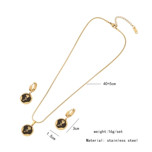 Detailed specs of vintage stainless steel rose jewelry set with necklace and earring sizes