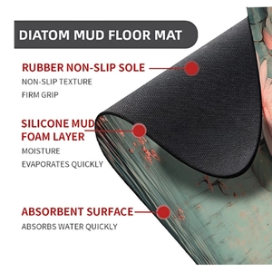 Detailed cross-section view of the three-layer non-slip absorbent diatom mud bath mat