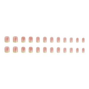 Faux ongles dégradés rose et jaune 24 pièces avec une forme carrée-arrondie naturelle