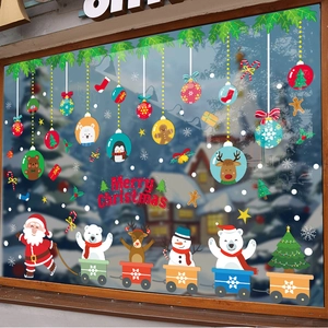 Stickers de Noël avec Père Noël et ours polaire pour décoration festive de vitrines