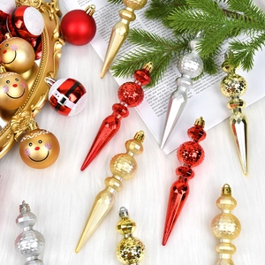 Christmas Tree Ornaments PVC Plastic Glitter Electroplated Mixed Shapes Hanging Pendants Holiday Party Home Decorating