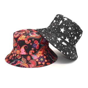 Paisley Star Printed Unisex Polyester Bucket Hat Sun Protection Foldable Ethnic Outdoor Fashion Cap