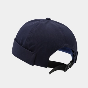 Navy blue quick-dry docker hat with adjustable back strap for street style and comfort