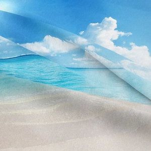 Gros plan sur le tissu de la tapisserie de plage bohème avec impression numérique et tissage