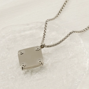 Retro punk titanium steel anchor pendant necklace with industrial square rivets design