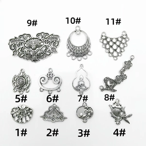 Collection of silver alloy vintage hollow charms in Chinese style for DIY jewelry making