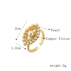 Detailliertes Größen- und Materialdiagramm für den goldenen Perlenring mit Zirkon