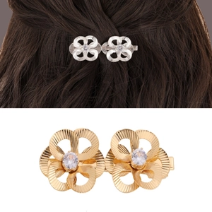 Hollow Out Flower Hair Clip Alloy Rhinestone Duckbill Pin Baroque Style Bridal Wedding Accessories For Women
